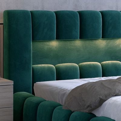 Mercy Upholstered Bed KingW 180 x 200 in Green Color