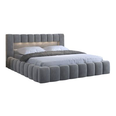 Mercy Upholstered Bed Super KingW 200 x 200 in Grey Color