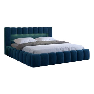 Mercy Upholstered Bed KingW 180 x 200 in Navy Blue Color