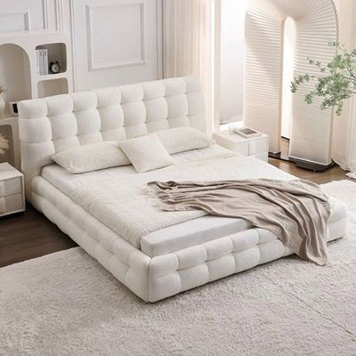 Celine Modern Boucle Bed King 180 x 200 in White Color