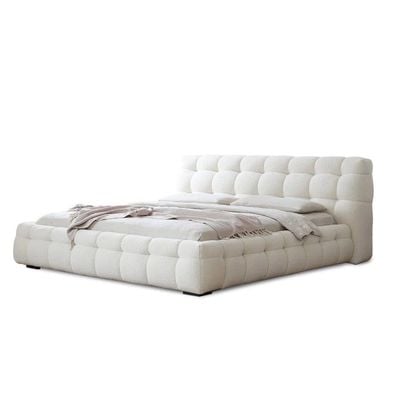 Celine Modern Boucle Bed King 180 x 200 in White Color