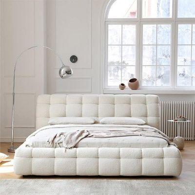 Celine Modern Boucle Bed Super King 200 x 200 in White Color