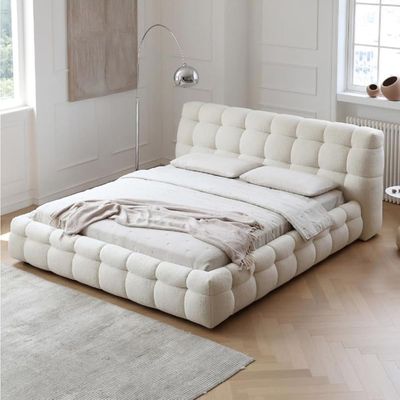 Celine Modern Boucle Bed Super King 200 x 200 in White Color