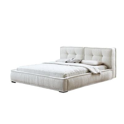 Georgina Fabric BedQueen 160 x 200 in White Color