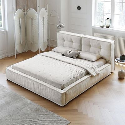 Georgina Fabric BedKing 180 x 200 in White Color