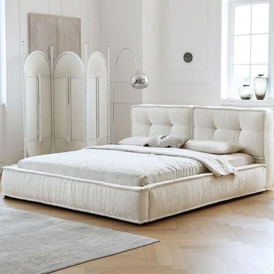 Georgina Fabric BedKing 180 x 200 in White Color