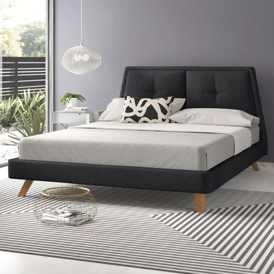 Gaillard Upholstered Platform Bed Queen 160 x 200 in Black Color