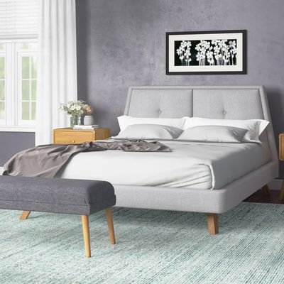 Gaillard Upholstered Platform Bed Single 100 x 200 in Grey Color