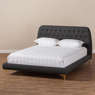 Indigo Platform Bed  Single 100 x 200 in Dark Grey Color