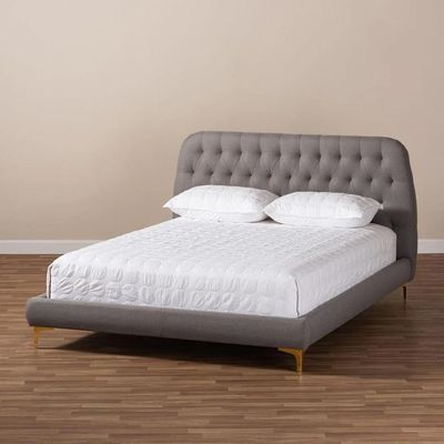 Indigo Platform Bed Medium 120 x 200 in Grey Color