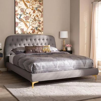 Indigo Platform Bed Medium 120 x 200 in Grey Color