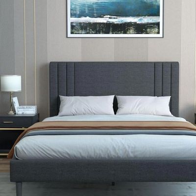Cayra Upholstered Bed  Single 100 x 200 in CharcoaColor
