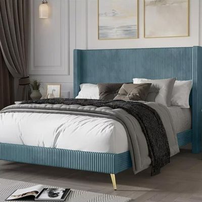 Chester Upholstered Platform Bed Single 100 x 200 in TeaColor