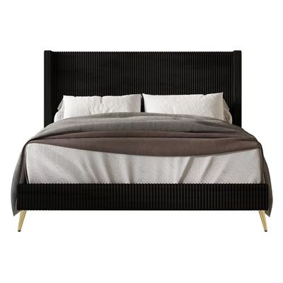 Chester Upholstered Platform Bed Single 100 x 200 in Black Color