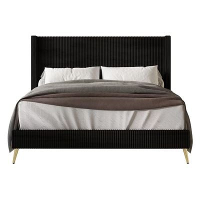 Chester Upholstered Platform Bed Medium 120 x 200 in Black Color