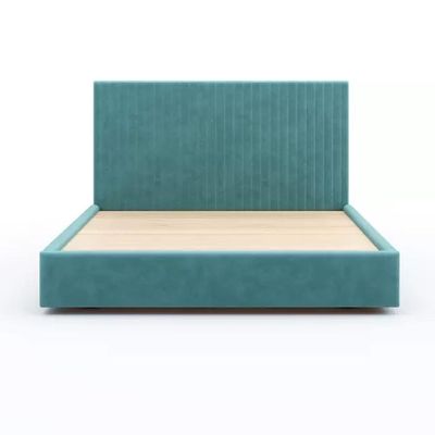 Etta Striped Upholstery Bed Medium 120 x 200 in Teal Color