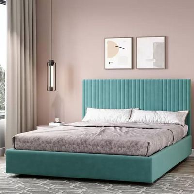 Etta Striped Upholstery Bed Medium 120 x 200 in Teal Color