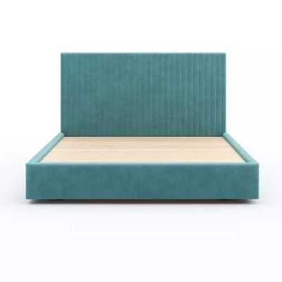 Etta Striped Upholstery Bed Queen 160 x 200 in Teal Color