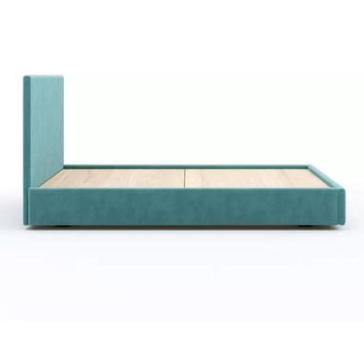 Etta Striped Upholstery Bed Queen 160 x 200 in Teal Color