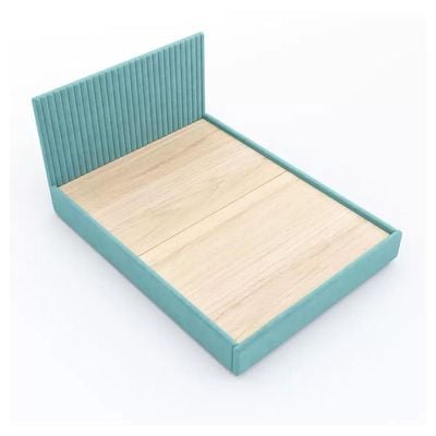 Etta Striped Upholstery Bed Queen 160 x 200 in Teal Color