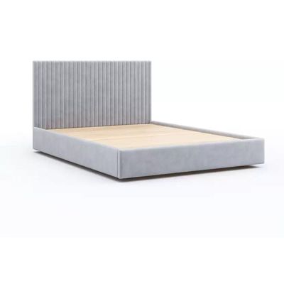 Etta Striped Upholstery Bed  Single 100 x 200 in Light Grey Color