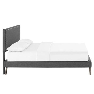 Lyka Fabric Platform Bed  Single 100 x 200 in Dark Grey Color