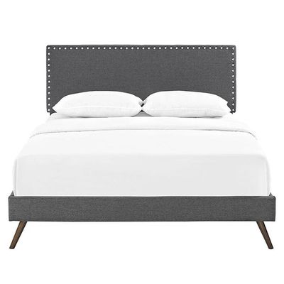 Lyka Fabric Platform Bed  Single 100 x 200 in Dark Grey Color
