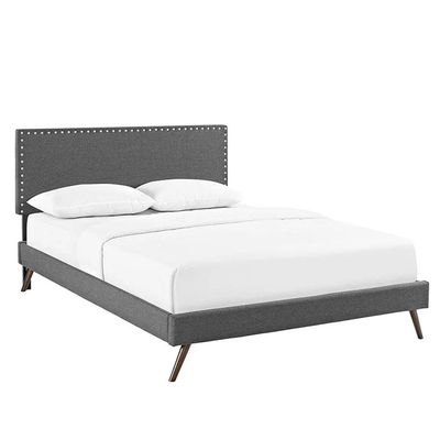 Lyka Fabric Platform Bed  Single 100 x 200 in Dark Grey Color