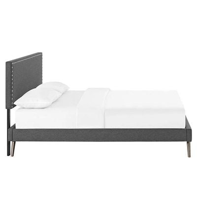 Lyka Fabric Platform Bed  Queen 160 x 200 in Dark Grey Color