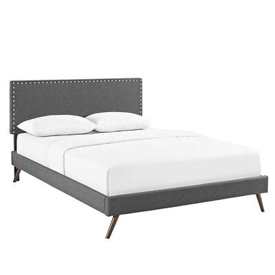 Lyka Fabric Platform Bed  Queen 160 x 200 in Dark Grey Color