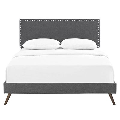 Lyka Fabric Platform Bed  Queen 160 x 200 in Dark Grey Color