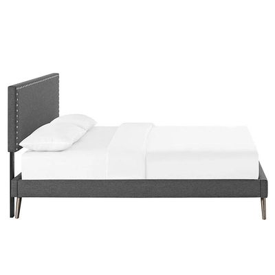 Lyka Fabric Platform Bed  King 180 x 200 in Dark Grey Color