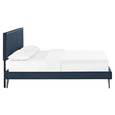 Lyka Fabric Platform Bed Single 100 x 200 in Blue Color