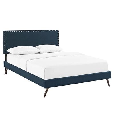 Lyka Fabric Platform Bed Single 100 x 200 in Blue Color