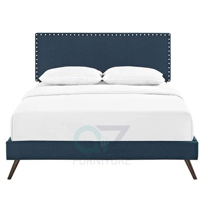 Lyka Fabric Platform Bed King 180 x 200 in Blue Color