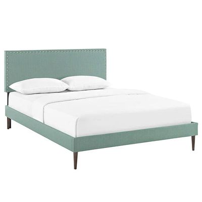 Lyka Fabric Platform Bed Medium 120 x 200 in TeaColor