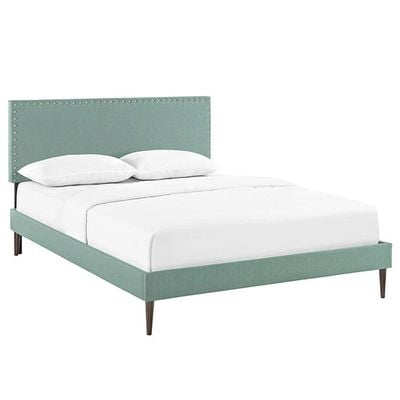 Lyka Fabric Platform Bed Queen 160 x 200 in TeaColor