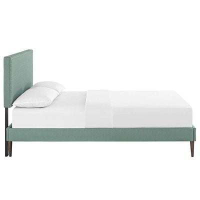 Lyka Fabric Platform Bed Queen 160 x 200 in TeaColor