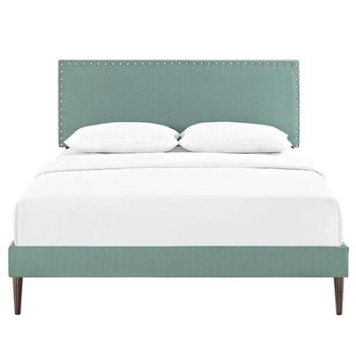 Lyka Fabric Platform Bed Queen 160 x 200 in TeaColor