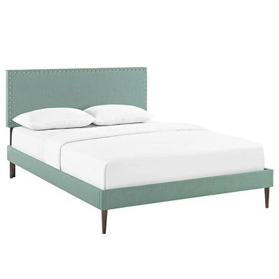 Lyka Fabric Platform Bed King 180 x 200 in TeaColor