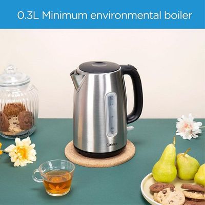Midea Electric Kettle, 1850-2200W Power, 1.7L Capacity with Water-Level Indicator, Removable Filter & Auto Shut-Off, Stainless Steel Body with 360° Swivel Base Perfect for Beverages, MK17S30D2