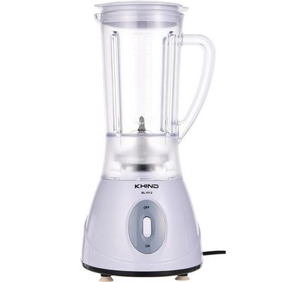 KHIND 330W Blender, 1.5L Jar, 2 Speed, Jar Safety Locking Mechanism, Ergonomic Design, Safety Switch, Powerful and Compact, Rust-Free Stainless Steel Blades, Lightweight and Portable, White - BL1012