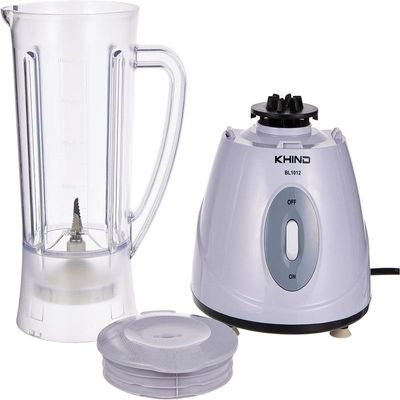 KHIND 330W Blender, 1.5L Jar, 2 Speed, Jar Safety Locking Mechanism, Ergonomic Design, Safety Switch, Powerful and Compact, Rust-Free Stainless Steel Blades, Lightweight and Portable, White - BL1012
