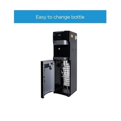 Midea Water Dispenser, Bottom Loading, Hot Cold And Ambient Temperature, Ice Cold Technology, Empty Bottle Indicator, Floor Standing, Child Safety lock, Best for Home, Office & Pantry, Black, YL1633S