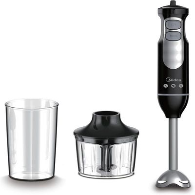 Midea Hand Blender with Stainless Steel Blade, 400W Powerful with DC Motor for Long Life & Low Noise, Variable Speed for Soups-Smoothie, Turbo Speed for Heavy Duty Purposes, Ergonomic Design MJBH4001W