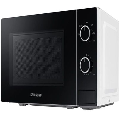 Samsung Solo Microwave Oven with Full Glass Door, 20L, White, Dual Dial, MS20A3010AH