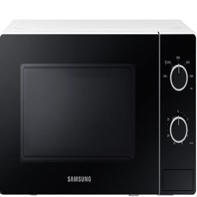 Samsung Solo Microwave Oven with Full Glass Door, 20L, White, Dual Dial, MS20A3010AH