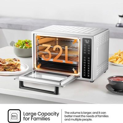 Hisense H32AOSL1S5 air fry oven combines eight cooking functions in one, together with the very frequently used eight preset cooking menus and the 32L large capacity
