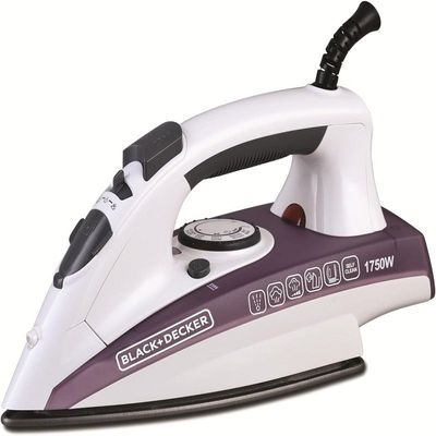 Black & Decker Steam Iron X1750-B5 - Ceramic Coated Soleplate with Anti Calc Drip Self Clean and Auto Shutoff - 1750W - Removes Stubborn Creases Quickly Easily