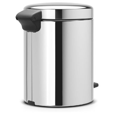 Brabantia NewIcon Pedal Bin 5 L (Brilliant Steel) Soft-Closure Bathroom Rubbish Bin, Removable Inner Bucket 